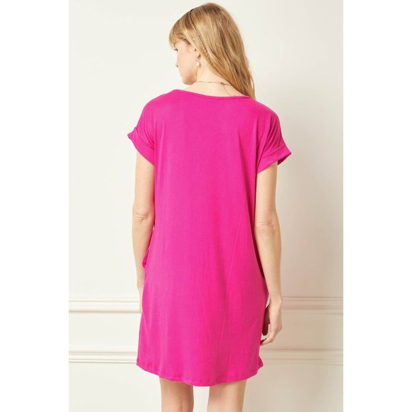 Entro Everyday Pocket Short Dress, Fuchsia - Picture 5 of 6